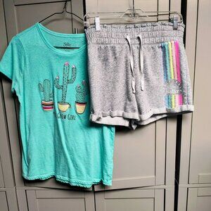 Justice Girl's Size 18-20 T-Shirt With Shorts